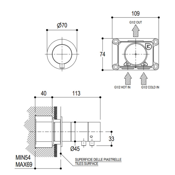Ritmonio Shower Встроенный термостатический смеситель, цвет: черный( без внутр части) 