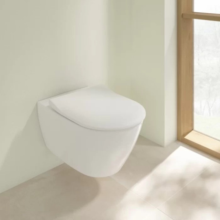 Villeroy&Boch Subway 2.0 Унитаз подвесной 370*560*365, безободковый, в комплекте сиденье SlimSeat, микролифт, цвет альпийский белый 