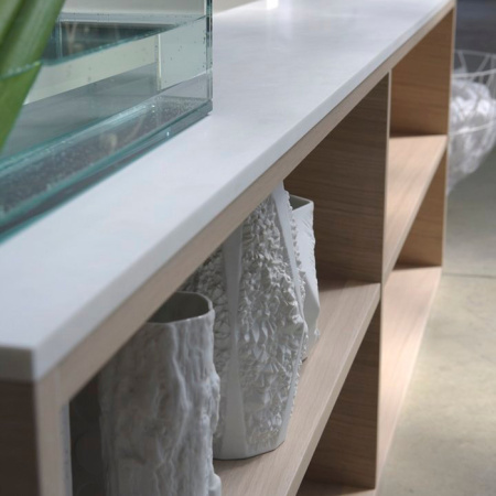 ANTONIO LUPI BIBLIO Ванна прямоугольная (4 стороны) 1900х800х535 мм., с нажимным донным клапаном, Corian, ванна белая, отделка Rovere naturale 