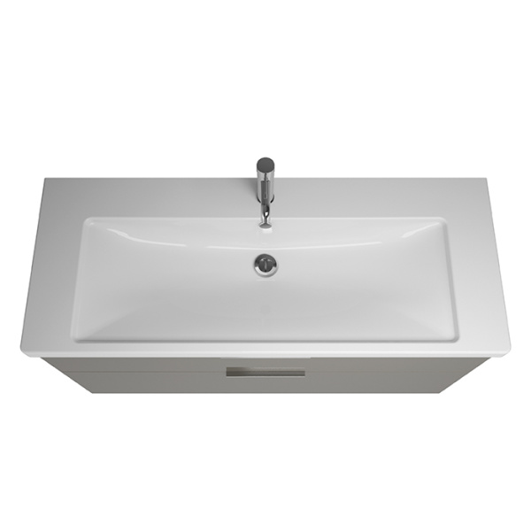 BURGBAD Eqio База подвесная с керамическим умывальником 1230х490х645 мм. 2 ящика с ручкой желоб., c 1 отв под смес. ,  цвет серый глянц F2010 