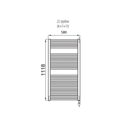 Irsap Ares Полотенцесушитель эл-ий 580x1118x30мм (22 трубок-2 пром), мощность:700 ватт, с регул. темп-ры хром, провод: 1200мм, цвет: черный матовый 