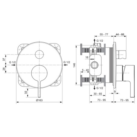 Ideal Standard Joy Смеситель для ванны, встраиваемый, без комплектом EASY-BOX A1000NU, цвет: PVD Brushed Gold 