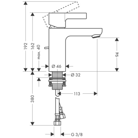 HG Metris S Смеситель для раковины, на 1 отв., излив 113мм, h94мм, цвет: хром 