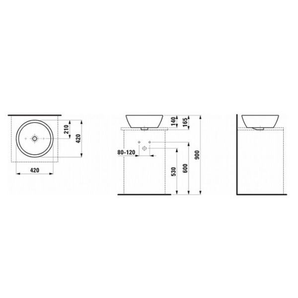 LAUFEN Pro B Раковина круглая накладная 420х420 мм, цвет белый 