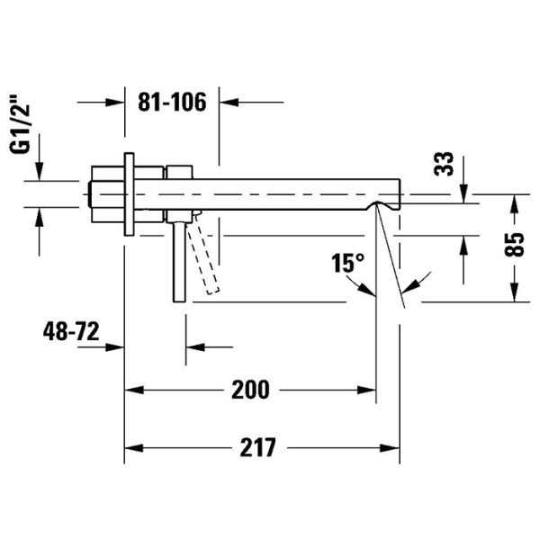 Duravit Circle Смеситель для раковины из стены , излив 200 мм, в комплекте со скрытой частью, черный матовый (Спец.цена из наличия) 