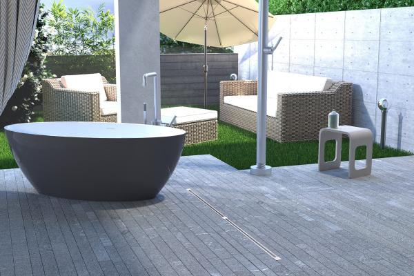 Дренажный канал 120 см, подрезаемый, гидрозатвор, ABS, горизонтальный выход OMP Tea Sumisura 983.401.8 