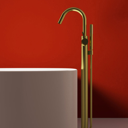 Ideal Standard Joy Смеситель для ванны, напольный, с ручным душем, цвет: PVD Brushed Gold 