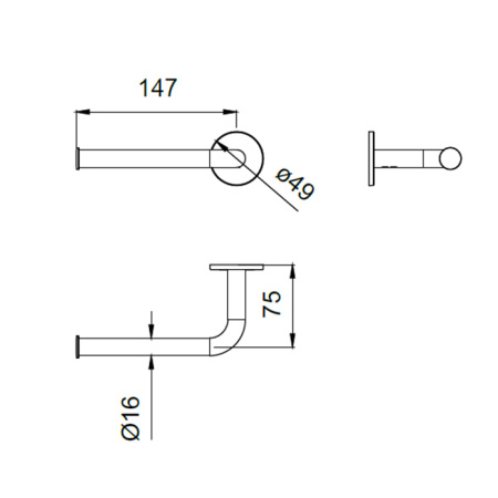 ALMAR Бумагодержатель, левая версия, цвет нержавеющая сталь брашированная AISI 316 