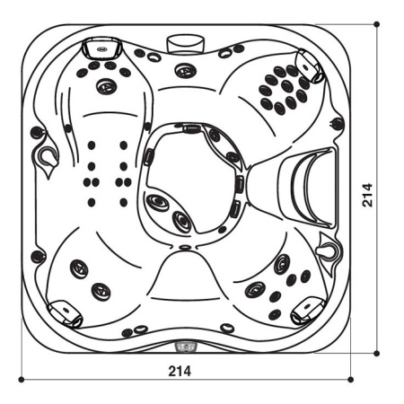 JACUZZI J355  Минибассейн отдельност.цвет акрила Midhight (99) внешняя панель SMOKED EBONY, 214х214х94 