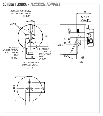 Смеситель для душа Remer Infinity I09HNO, черный матовый 