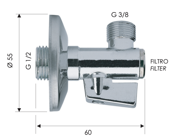 Запорный вентиль с фильтром 3/8*1/2 Remer 127A1238 