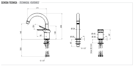 Смеситель для раковины Remer Infinity I57BG, золото брашированное 