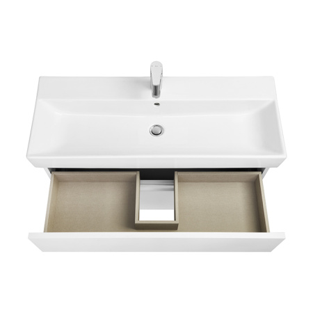 Roca OLETA Тумба подвесная 961х374х548 мм. для раковины 1000 мм, с 2 ящиками, белый глянец 