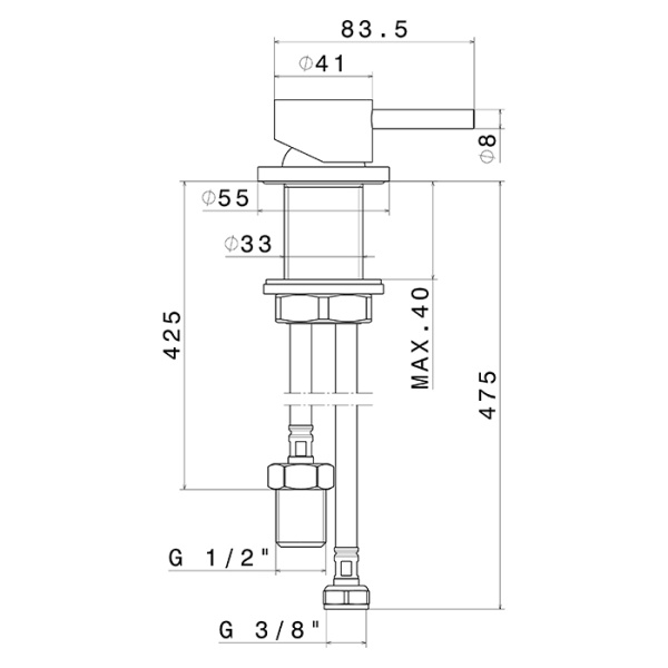 Newform X-Steel 316 Смеситель для раковиныс монтажом на борт и управлением, цвет:  PVD Br. Gold 
