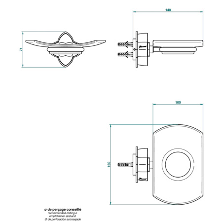 THG PETALE DE CRISTAL NOIR Мыльница стеклянная, подвесная, цвет хром 