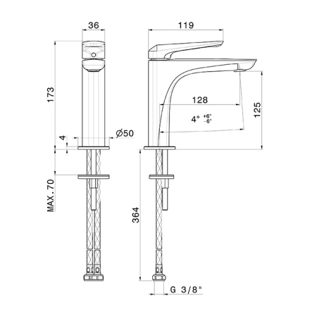 Newform Delta Zero Смеситель для раковины без донного клапана, цвет:  черный матовый 