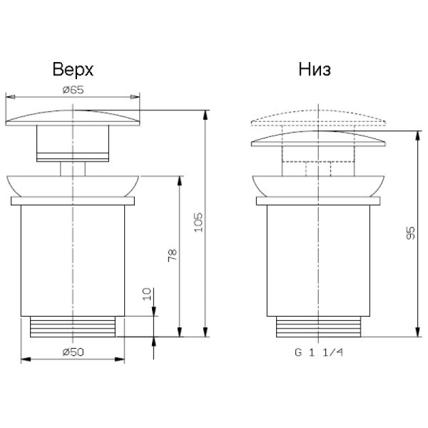 Daniel Revival Decora Донный клапан для раковины с переливом, автомат, античное золото/декор серый 