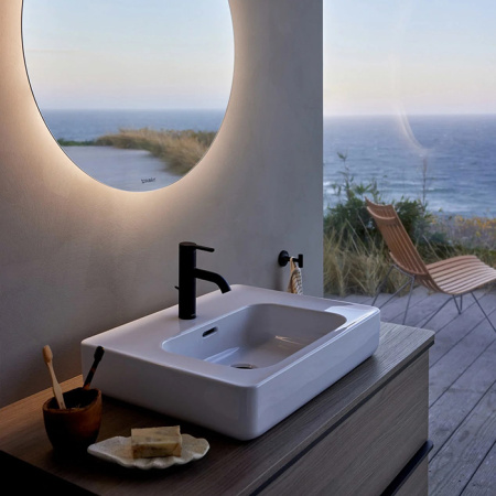 Duravit Soleil by Starck Раковина подвесная/накладная  600х480х145 мм,с 1 отв под смеситель, с переливом,  WonderGliss ,цвет белый 