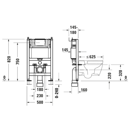 Duravit DuraSystem система инсталляции  низкая, 820 мм(арт. WD1033000060) (Спец.цена из наличия) 