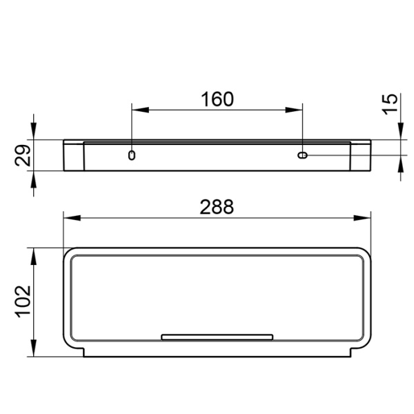 Keuco PLAN Полочка для душа, съемная вставка из пластика (стойкая к мылу, небьющаяся и нечувств. к УФ), скрытый крепеж в к-те цвет: хром/dark grey 
