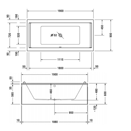 DURAVIT Ножки для ванн и душевых поддонов с боковой длиной> 1000 мм 