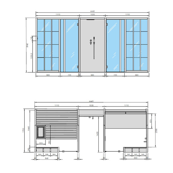 Effegibi Yoku Spa Shelf Сауна&Хаммам 444x170h217см, пристенная, цвет: сауна чёрный орех/Calacatta Gold Extra 