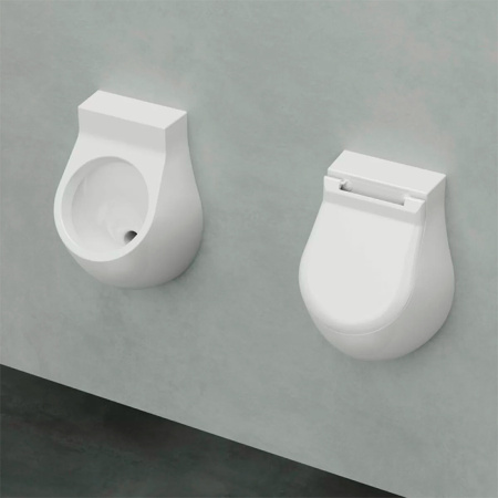 AZZURRA NUVOLA Писсуар настенный 55х35,5см с отверстиями для крышки, с креплением/сифоном,  цвет белый 