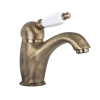 Gattoni Orta Смеситель для раковины с низким изливом, с белой ручкой, с донным клапаном, цвет бронза (Заказ по запросу!)