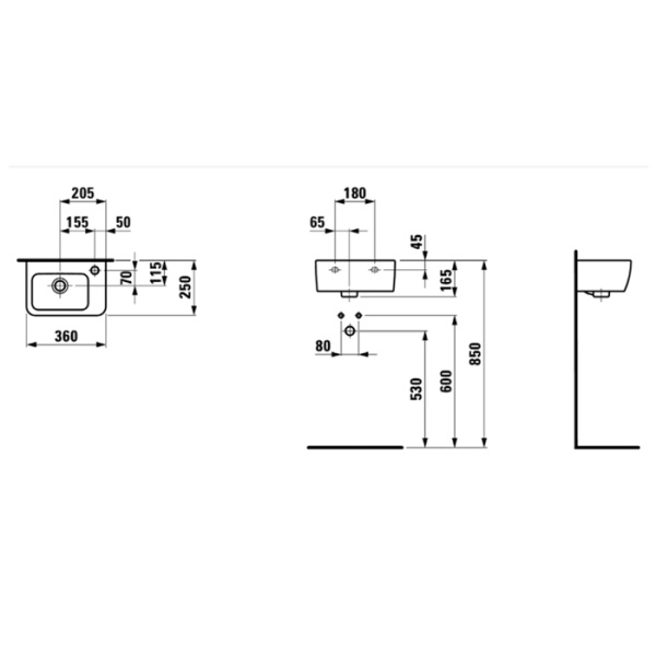 LAUFEN Pro Раковина мини 36х25х16,5 см, с отв. для смесителя справа, цвет белый 