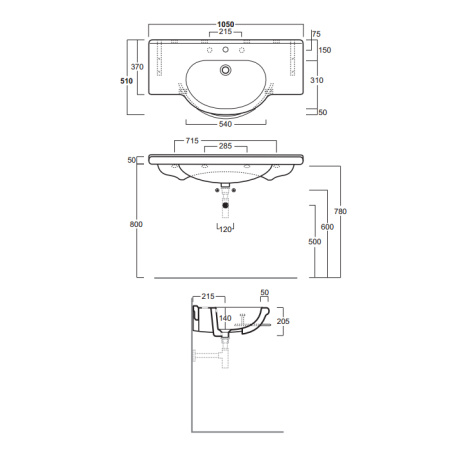 SIMAS Top e lavabi d'arredo Консоль 105"MONTERCARLO" с 1 отвер., цвет белый 