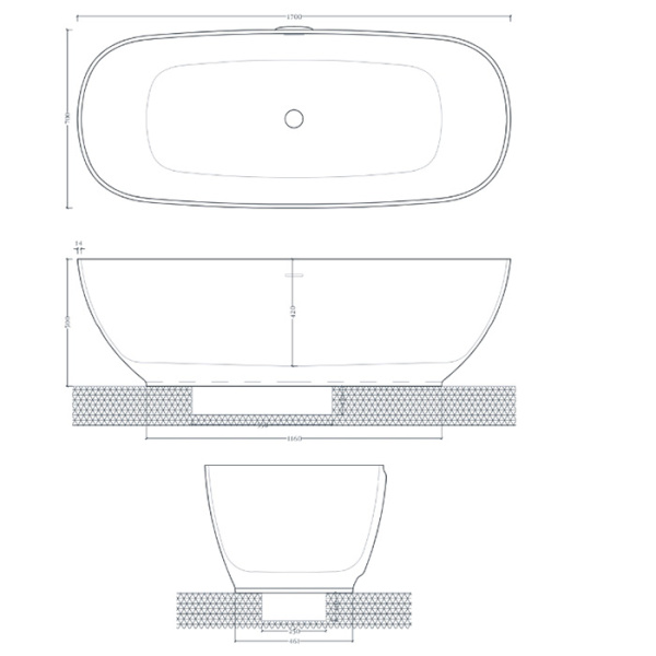 Artceram ВАННЫ Ванна HOOP 170x70хh50 см отдельностоящая, цвет salvia 