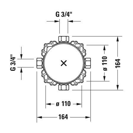Duravit Bluebox Универсальная скрытая часть смесителя для ванны, душа и термостата 3/4", с запорными клапанами 