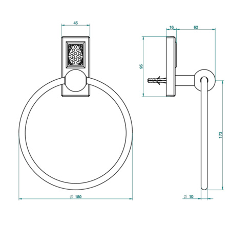 THG METROPOLIS CRISTAL CLAIR Полотенцедержатель-кольцо, цвет хром 